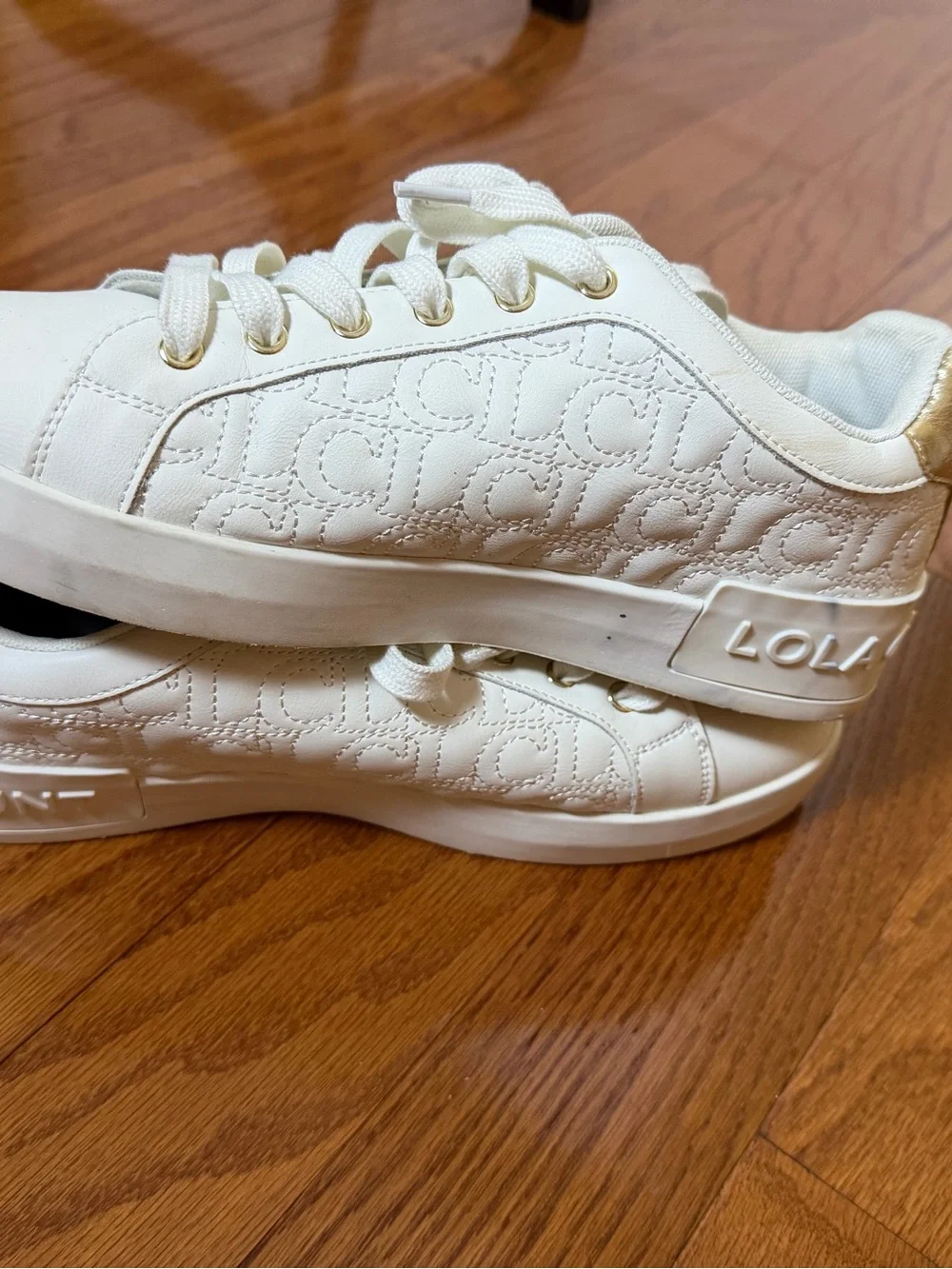 Lola Casademunt White Metallic Signature Sneakers